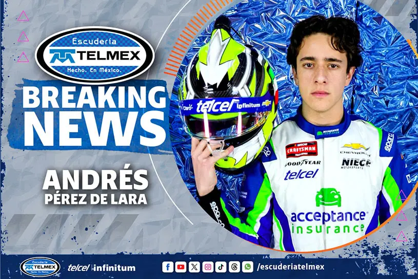 Acceptance Insurance y Niece Motorsports anuncian nueva alianza con el piloto de NASCAR Andrés Pérez de Lara